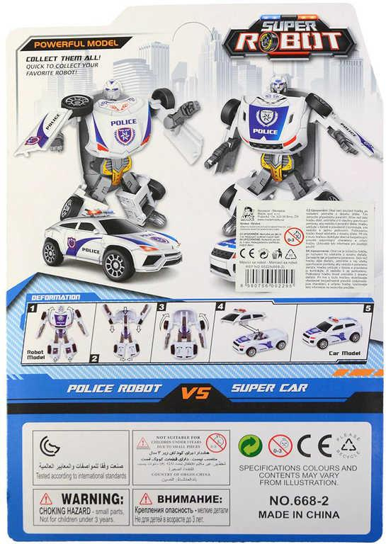 Robot auto s transformací 13cm policie / hasiči 2 druhy 2 barvy plast