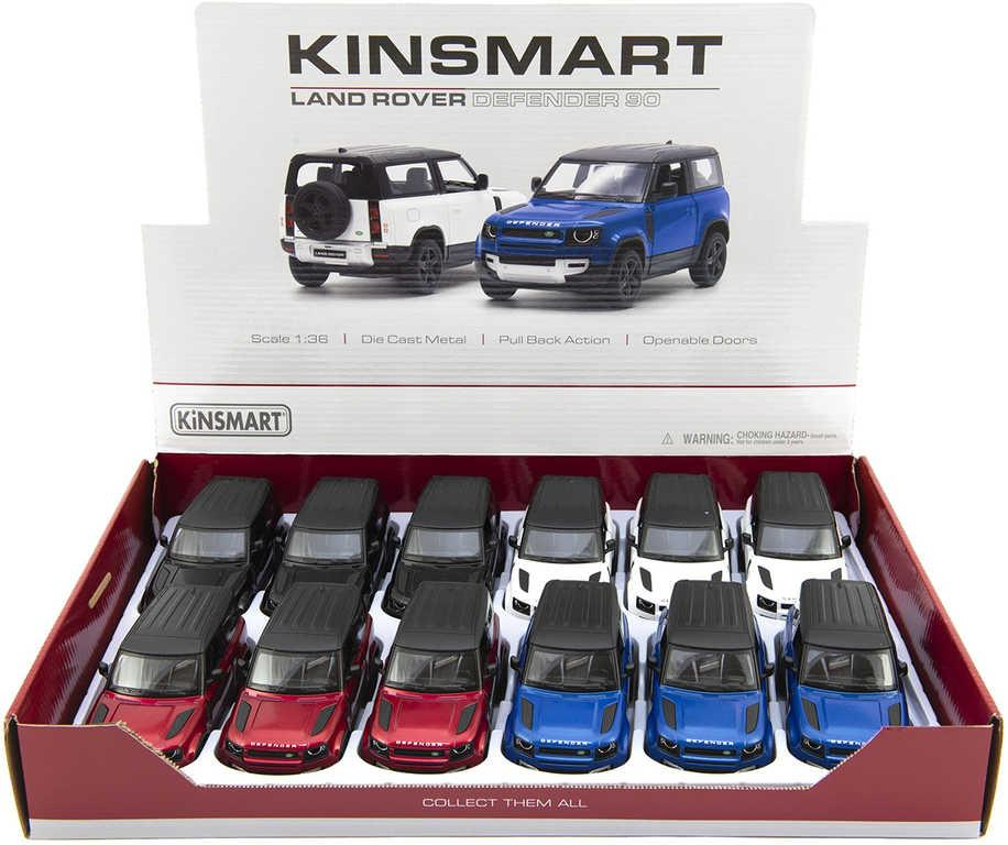KINSMART Auto model 1:36 Land Rover Defender 90 kov PB 13cm 4 barvy
