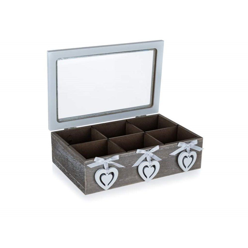 HOME DECOR Box na čaj SCULPTURE HEART HEART, velký