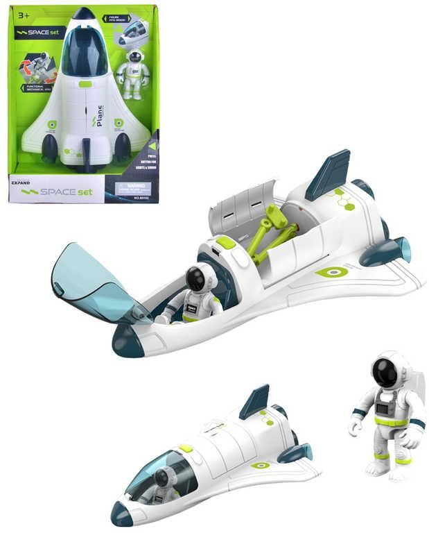 Raketa 25cm vesmírný raketoplán s figurkou astronauta na baterie Světlo Zvuk