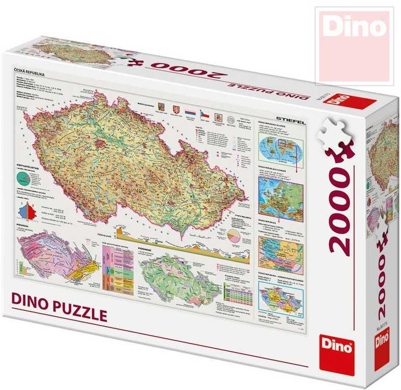 DINO Puzzle 2000 dílků Mapa České Republiky 97x69cm skládačka v krabici
