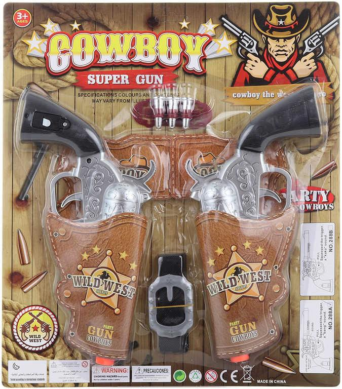Sada dětská kovbojská western 2 pistole v pouzdře s doplňky na baterie Zvuk